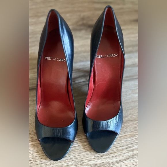 PIERRE HARDY LEATHER PUMP SHOE BLACK 36.5 OPEN TOE WOMENS - Picture 4 of 9